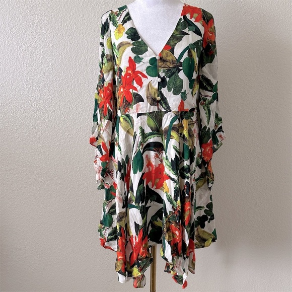 ALICE + OLIVIA Marva Floral Print Multicolor Tropical Belted Mini Dress Sz. XS - Picture 8 of 15